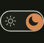 The theme toggle switch in the header, showing both a sun and a moon icon with the slider resting over the moon, indicating dark mode is active.